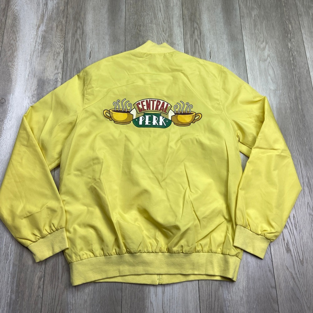 Friends Central Perk Windbreaker Jacket Small Yellwo Full Zip TV Oversized
